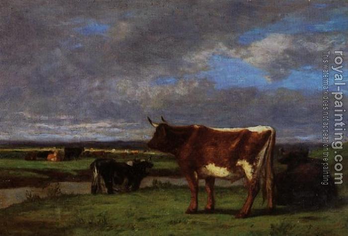Eugene Boudin : Cows near the Toques